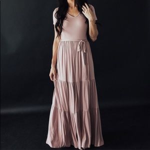 Tiered Tie Waist Maxi Dress